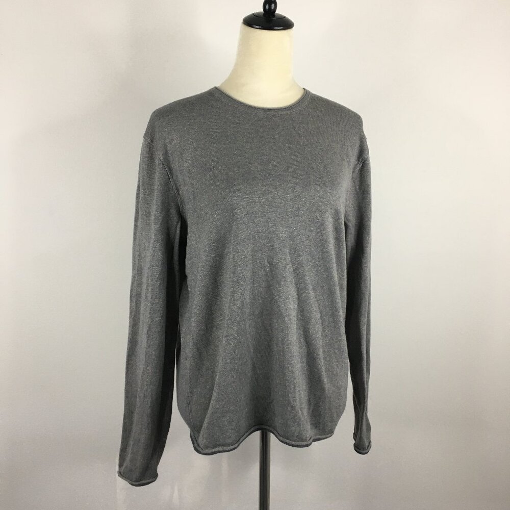 RAG & BONE Gray/Brown'ish Extrafine Merino Wool Linen Blend Knit Sweater